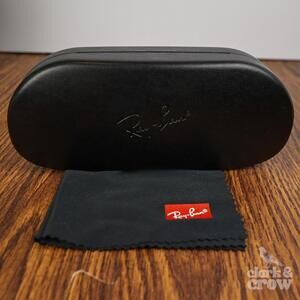 Ray Ban Universal Black Medium Hard Case for Sunglasses w/ Cleaning Cloth & Box